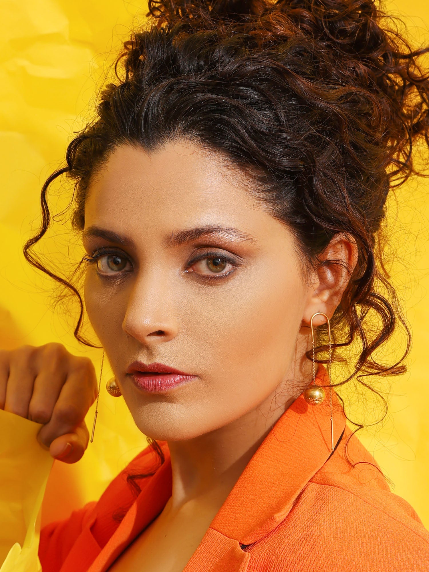 Saiyami Kher wearing the Islington Earrings from The Slow Studio